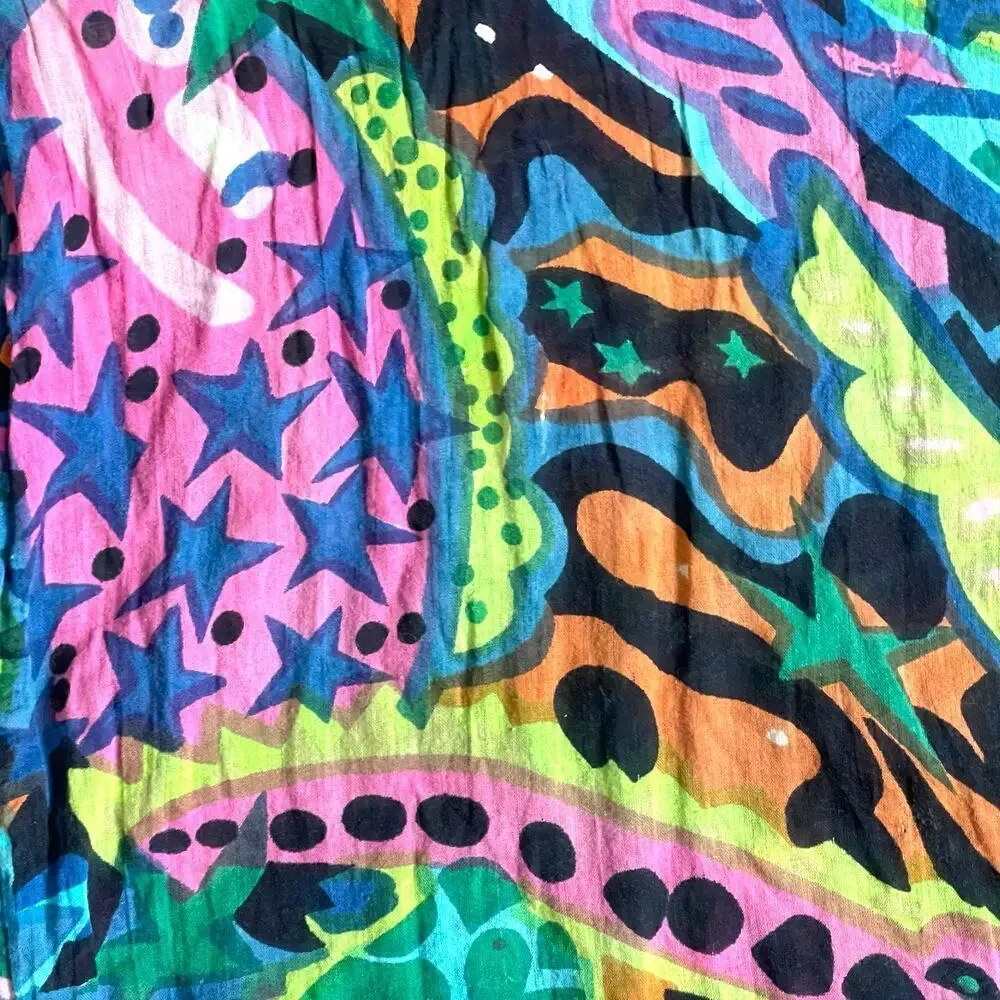 Vintage Florissant Abstract 100% Cotton Top Tee Made in India Coverup Boho - Picture 7 of 9